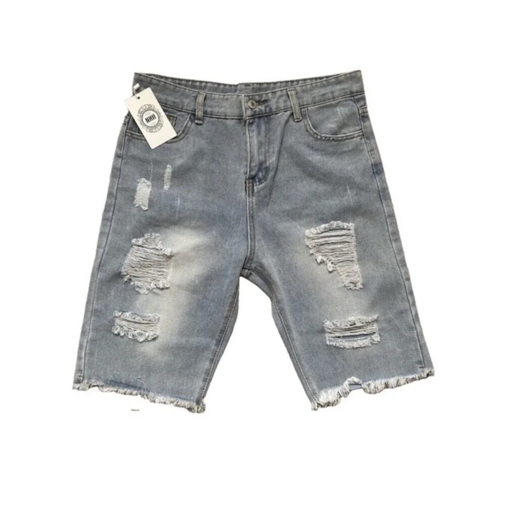 NWT Distressed Denim Jorts High Rise Casual Bermuda Shorts Raw Hem Summer - XL